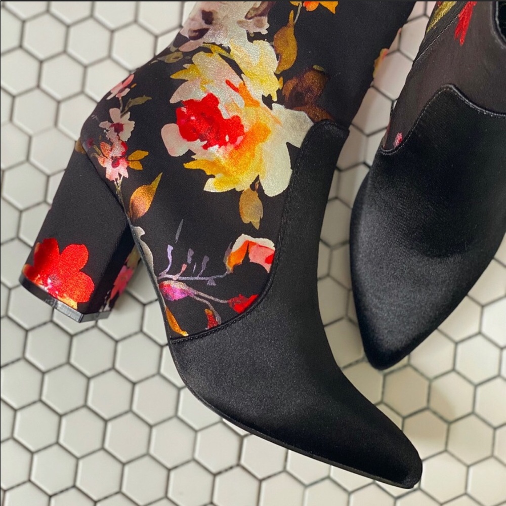Beautiful Black and Floral Booties